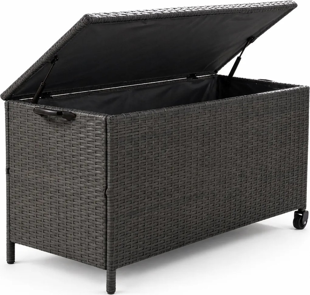 Skrzynia ogrodowa na poduszki z technorattanu XL-SD-L, 133x56x64 cm, kolor szary