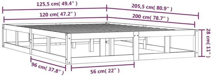 Czarne łóżko z litego drewna 120x200 Naja