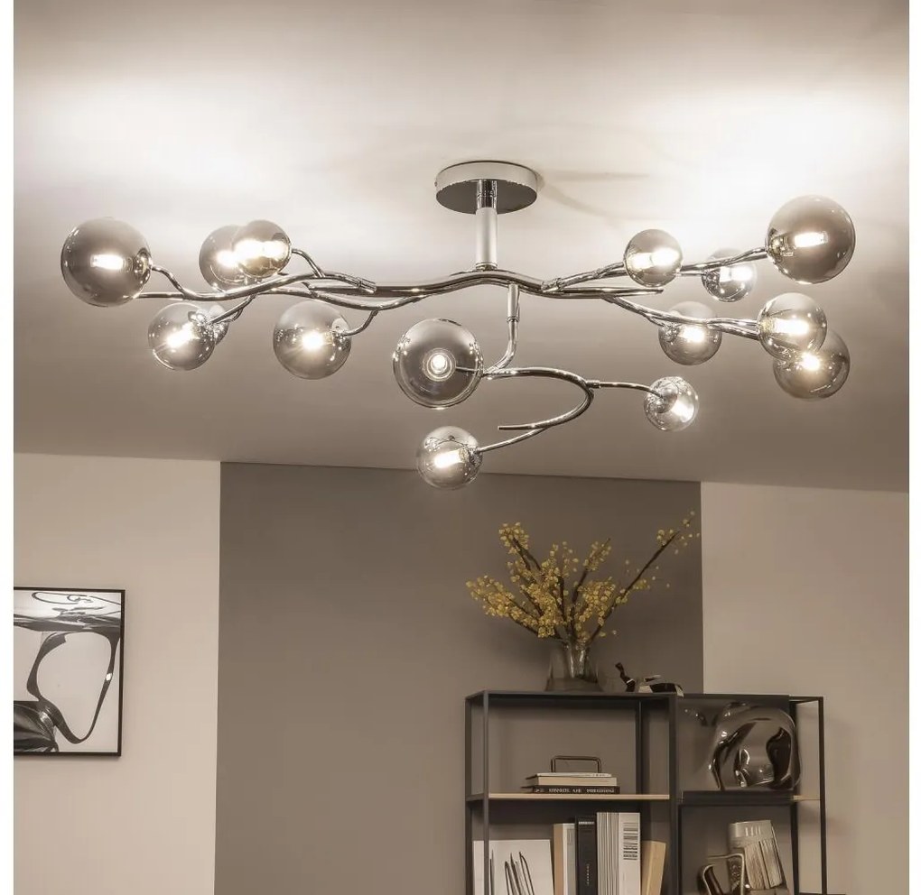 Brilagi - LED Przysufitowy żyrandol MISTEL 15xG9/3W/230V czarny chrom/przydymiony