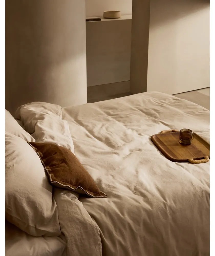 Szarobeżowa pościel dwuosobowa z mieszanki lnu 240x220 cm Simmel – Kave Home