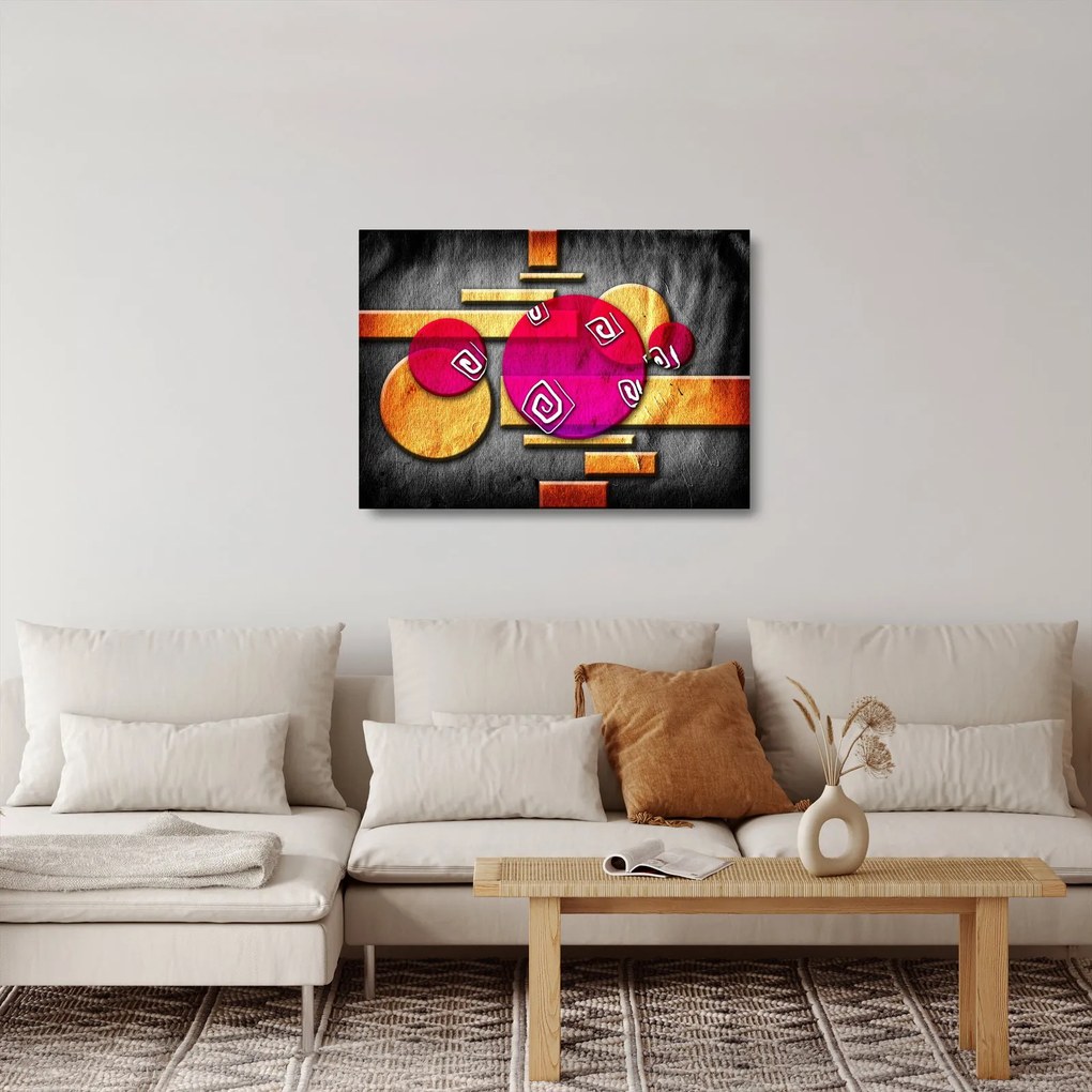 Abstrakcyjny obraz z historycznymi symbolami (70x50 cm)