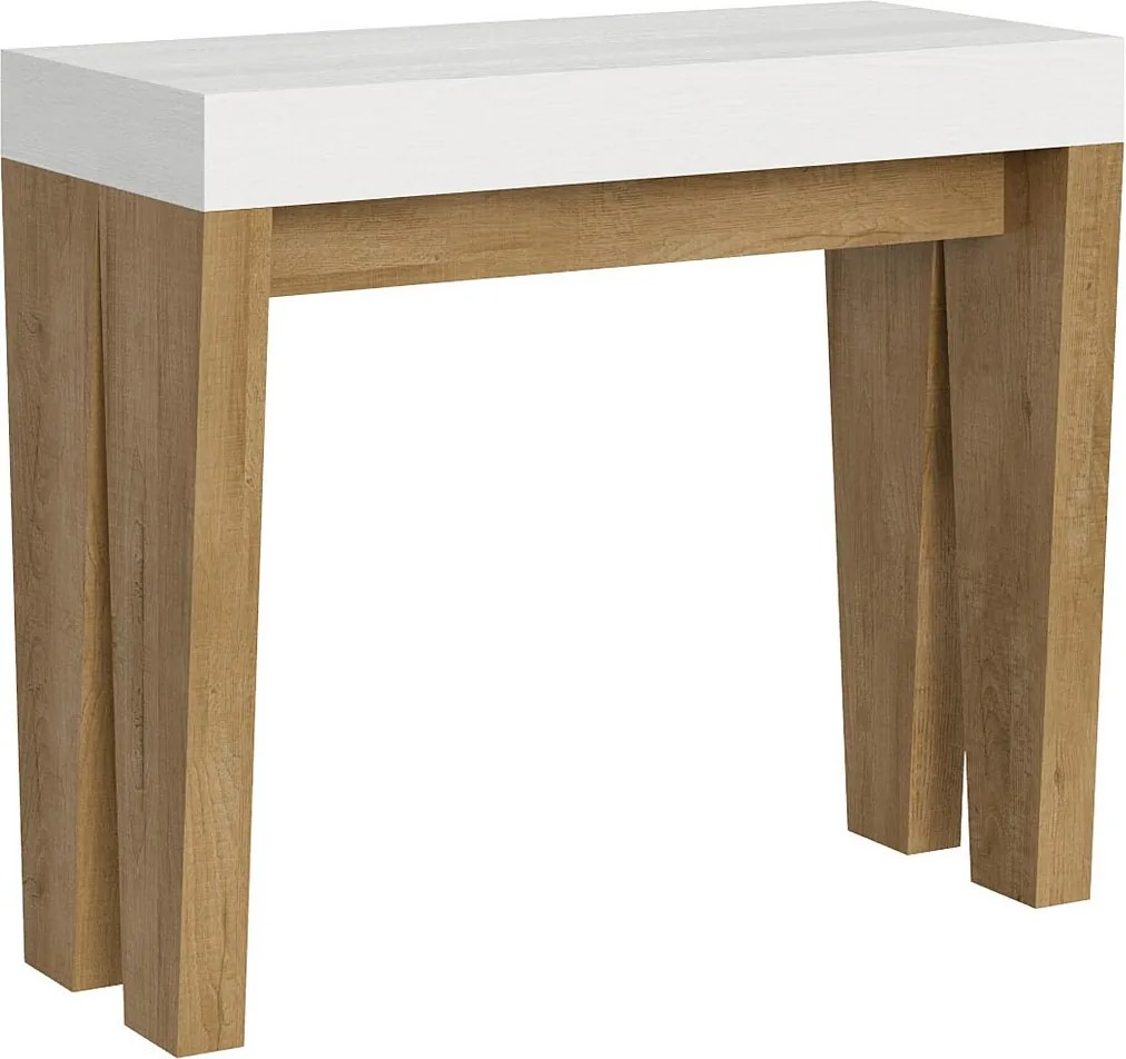 Konsola rozkładana 90x40/196 cm Spimbo Mix Small Blat Frassino biała - Struktura Dąb naturalny