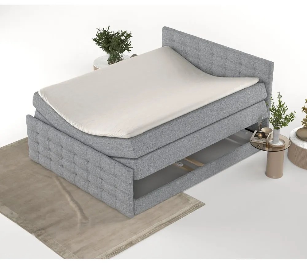 Szare łóżko boxspring ze schowkiem 160x200 cm Blend – Maison de Rêve