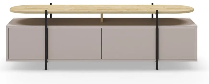 Szarobeżowa szafka pod TV w dekorze dębu 160x48 cm Hinoa – Marckeric