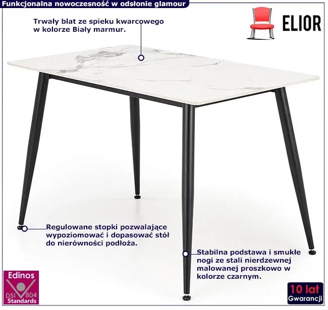 Stół z blatem biały marmur 120x70 - Emma 3X