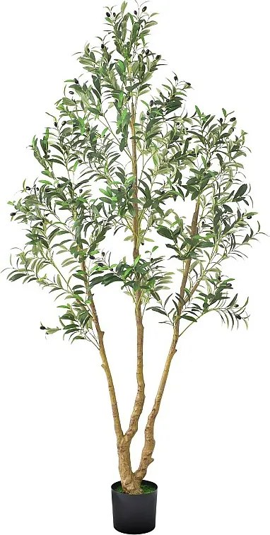 Sztuczne Drzewa SucceBuy 210 cm Sztuczne Drzewo, Dekoracyjna Roślina z PE w Czarnej Doniczce, Realistyczny Pień i Liście, Sztuczne Drzewo Oliwne do Biura, Salonu