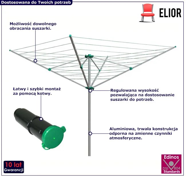 Zielona Obrotowa Suszarka Ogrodowa Faxo