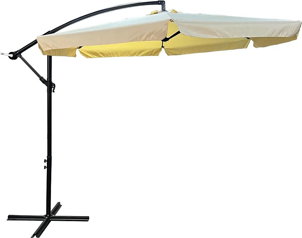 Wodoodporny parasol ogrodowy i tarasowy CYNIA w kolorze beżowym waga 11,7 kg wymiary 300x300x245 cm