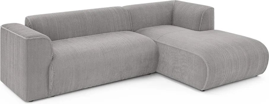 Jasnoszary sztruksowy narożnik (prawostronny/z szezlongiem) Merid – Ropez