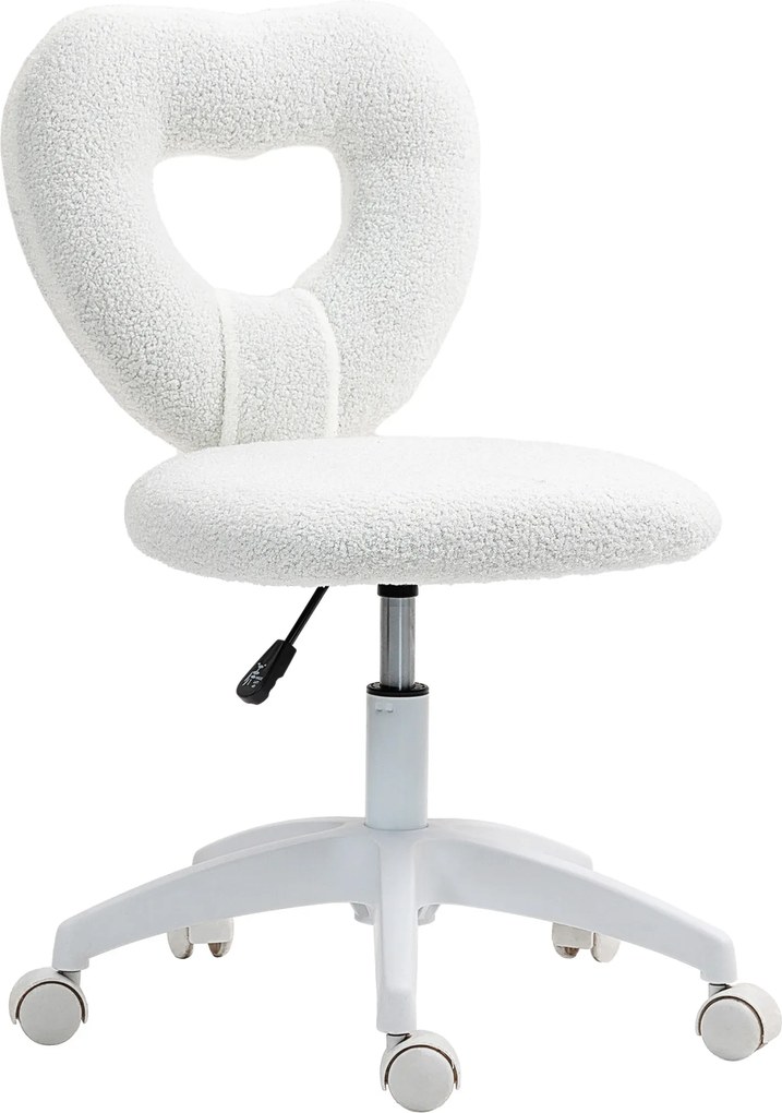 HOMCOM Fotel Biurowy, Sercowate Oparcie, Obity, Biały