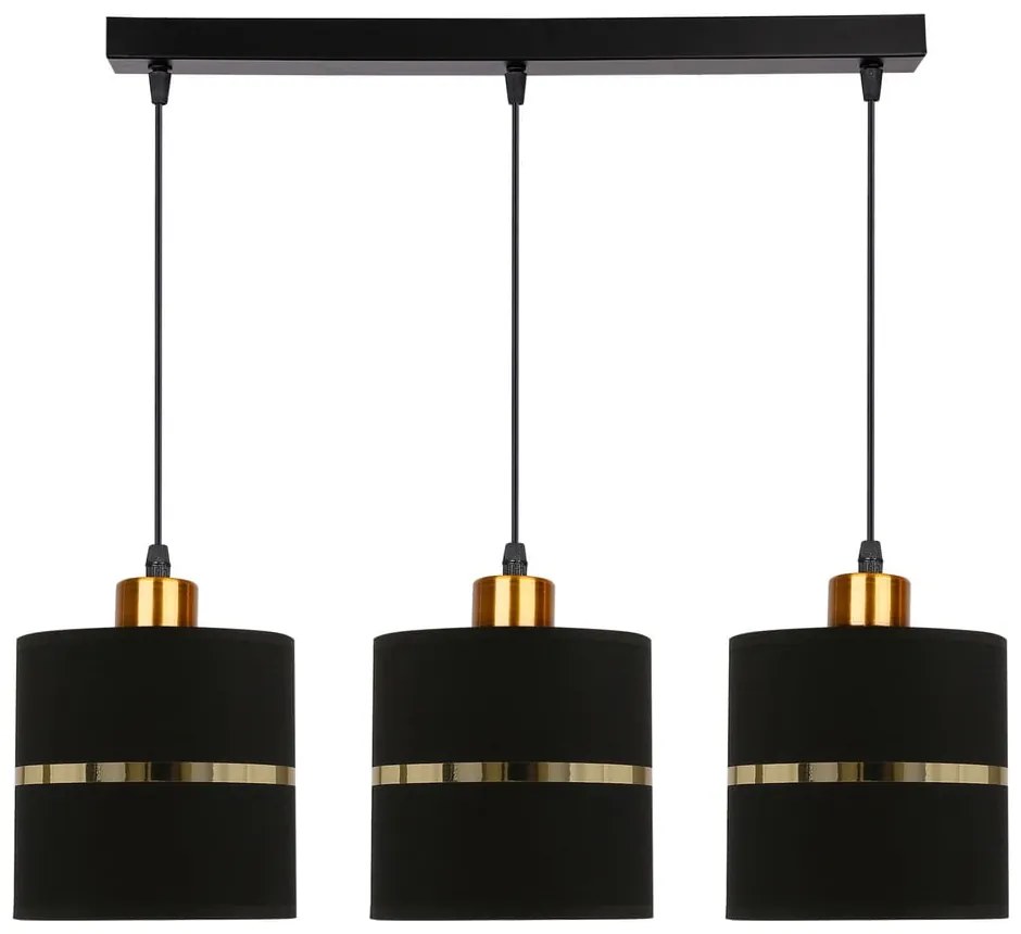 Czarna lampa wisząca z tekstylnym kloszem ø 15 cm Assam – Candellux Lighting