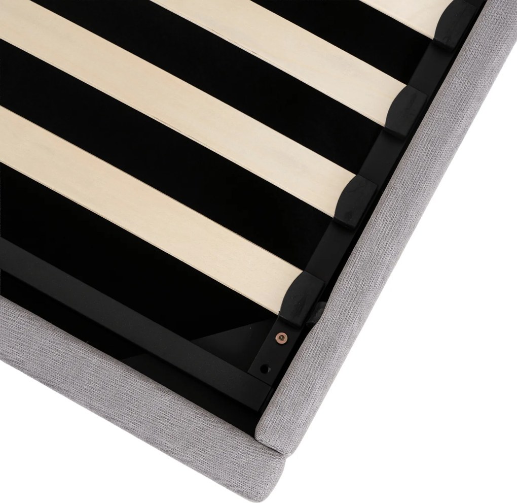 Łóżko Tapicerowane 140x200 cm MARSYLIA ze Stelażem i Pojemnikiem Dwuosobowe Szare