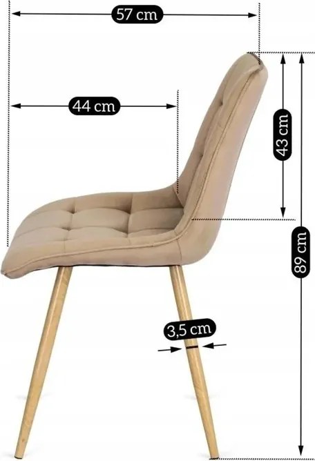 Zestaw Stół Prostokątny Rozkładany SKUBI 120-160 cm Dąb Artisan i 4 Krzesła Tapicerowane RODRI Beżowe