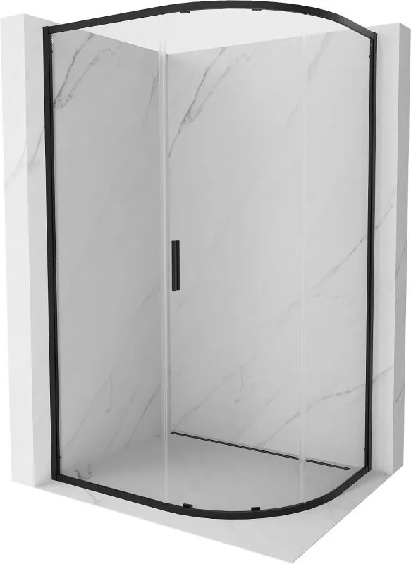 Mexen Exo-S kabina prysznicowa półokrągła asymetryczna rozsuwana 100 x 90 cm, transparent, czarna - 8131-100-090-70-00