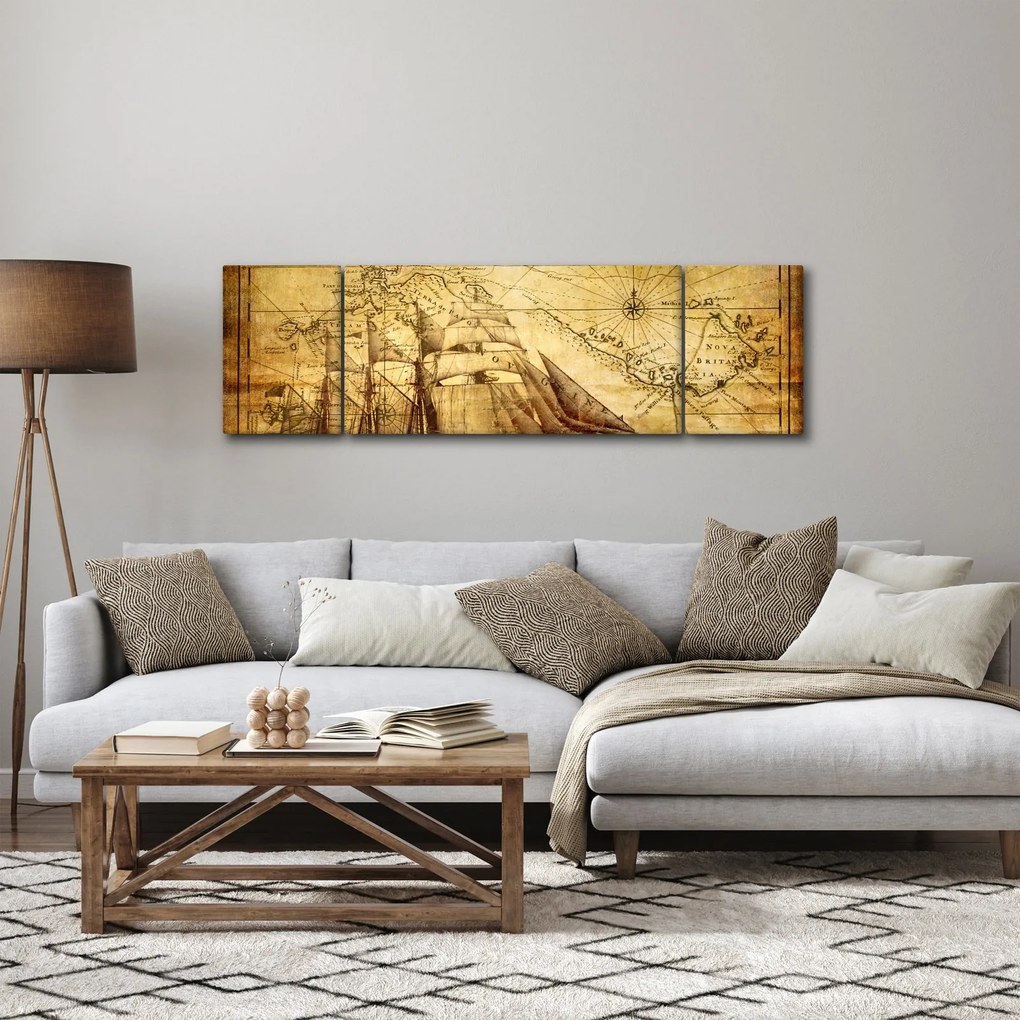 Obraz - Stara mapa (170x50 cm)