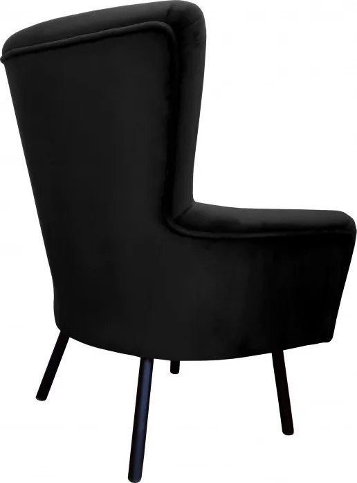 Fotel TULIP tkanina Welur noga metalowa Uszak luksusowy komfort salonu : Kolor nogi - Czarna, Kolor tkaniny - VELVET - MG19