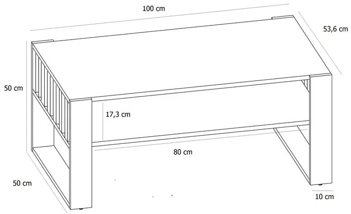 Stolik Kawowy Nowoczesny Czarny Z Lamelami + Dąb 200 X 170 Cm H8-P69