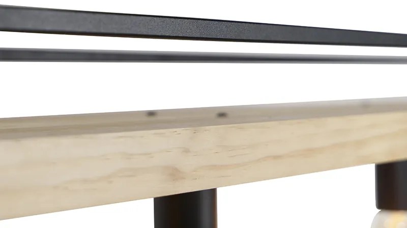Inteligentna lampa wisząca czarna z drewnem 4-światłowa w tym Wifi G95 - ShelfPrzemysłowy Oswietlenie wewnetrzne