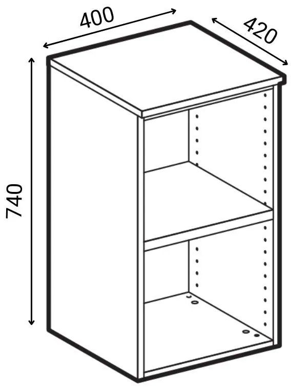 Szafa biurowa niska z drzwiami PRIMO GRAY, 400 x 420 x 740 mm, szary/brzoza