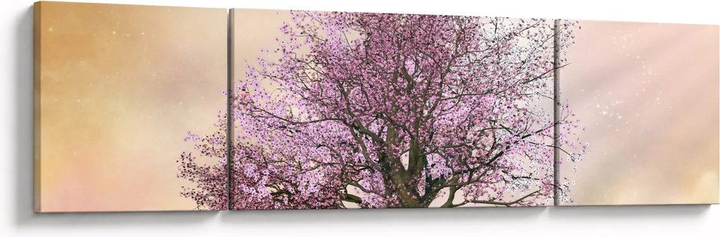 Obraz kwitnącego drzewa na szczycie wzgórza (170x50 cm)