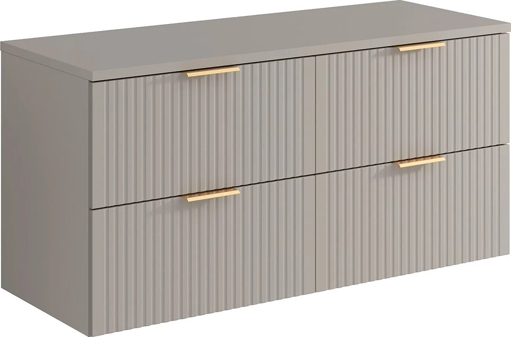 Szafka pod umywalkę wisząca ryflowana z blatem - Beżowy - szer. 120 cm - ZEVARA