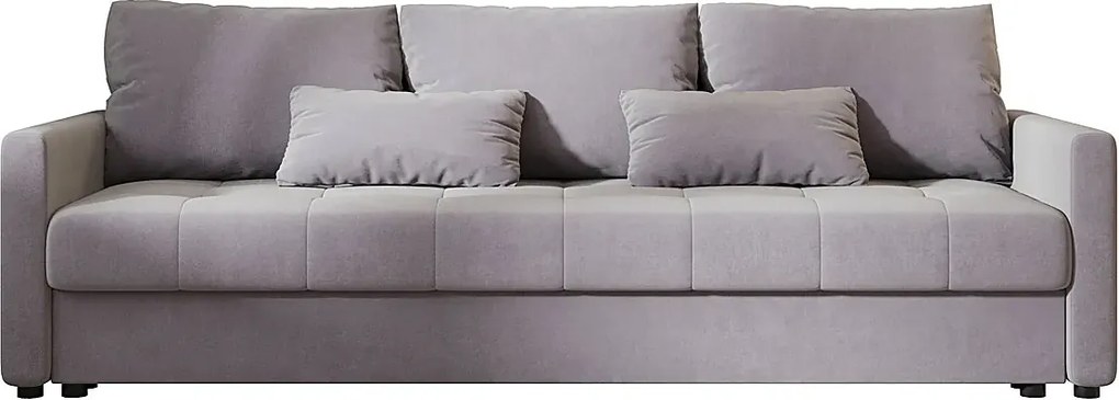 Szara welurowa sofa amerykanka z pojemnikiem M8-E16