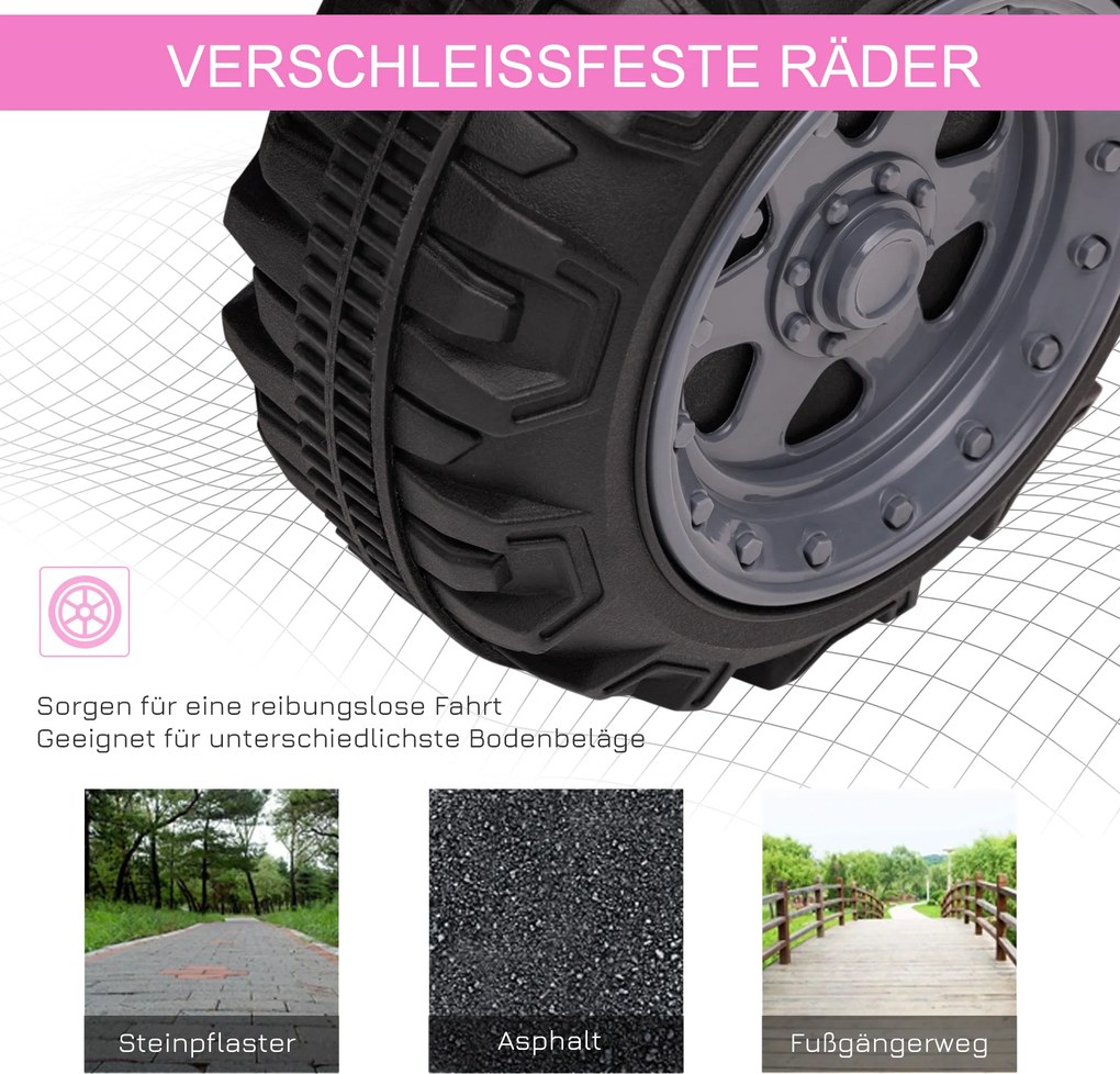 HOMCOM Miniquad elektryczny dla dzieci pojazd elektryczny ATV samochód dziecięcy auto dla dzieci LED kolor różowy