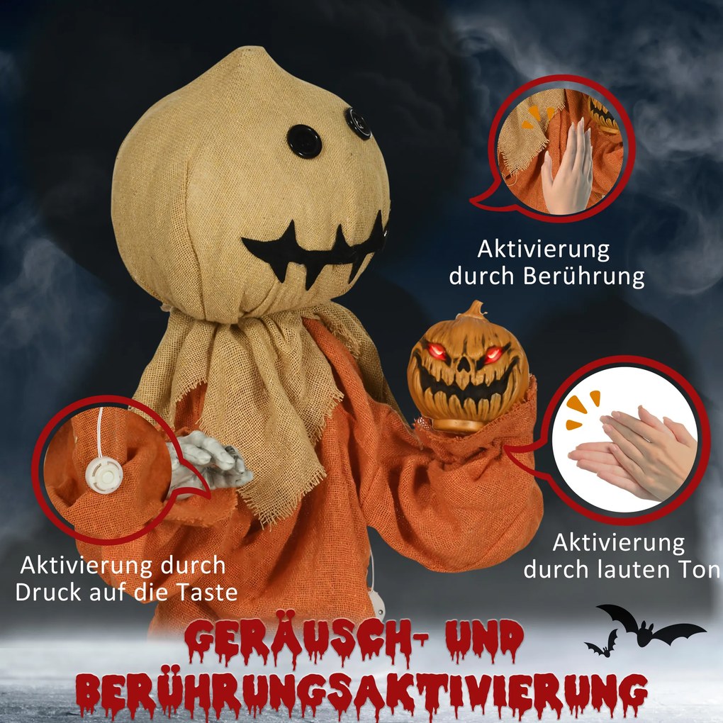 HOMCOM Wiatrak Dekoracja Halloween, poruszająca się, wydająca dźwięki, zasilana bateriami