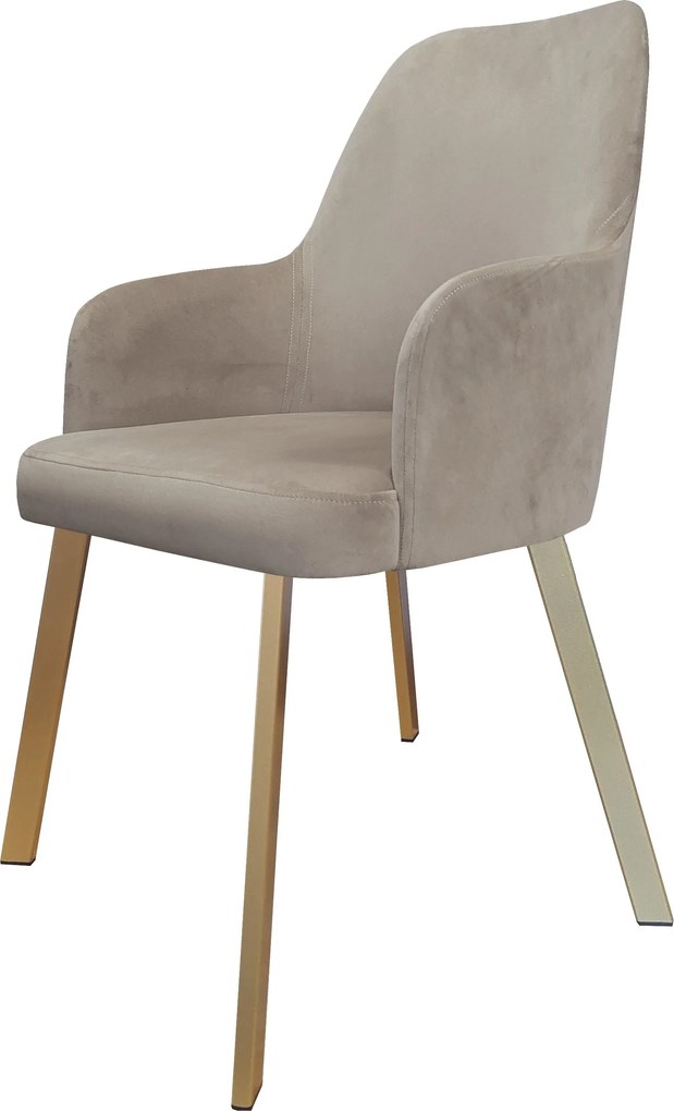 Krzesło WESTA tkanina Welur noga metalowa elegancki styl loftowy : Kolor nogi - Złota profil, Kolor tkaniny - VELVET - MG09, Typ siedziska - Siedzisko obrotowe 360°