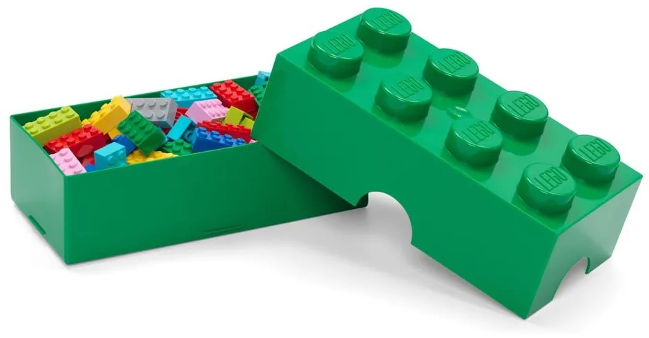 Ciemnozielony plastikowy pojemnik dziecięcy 20x10x7 cm – LEGO®