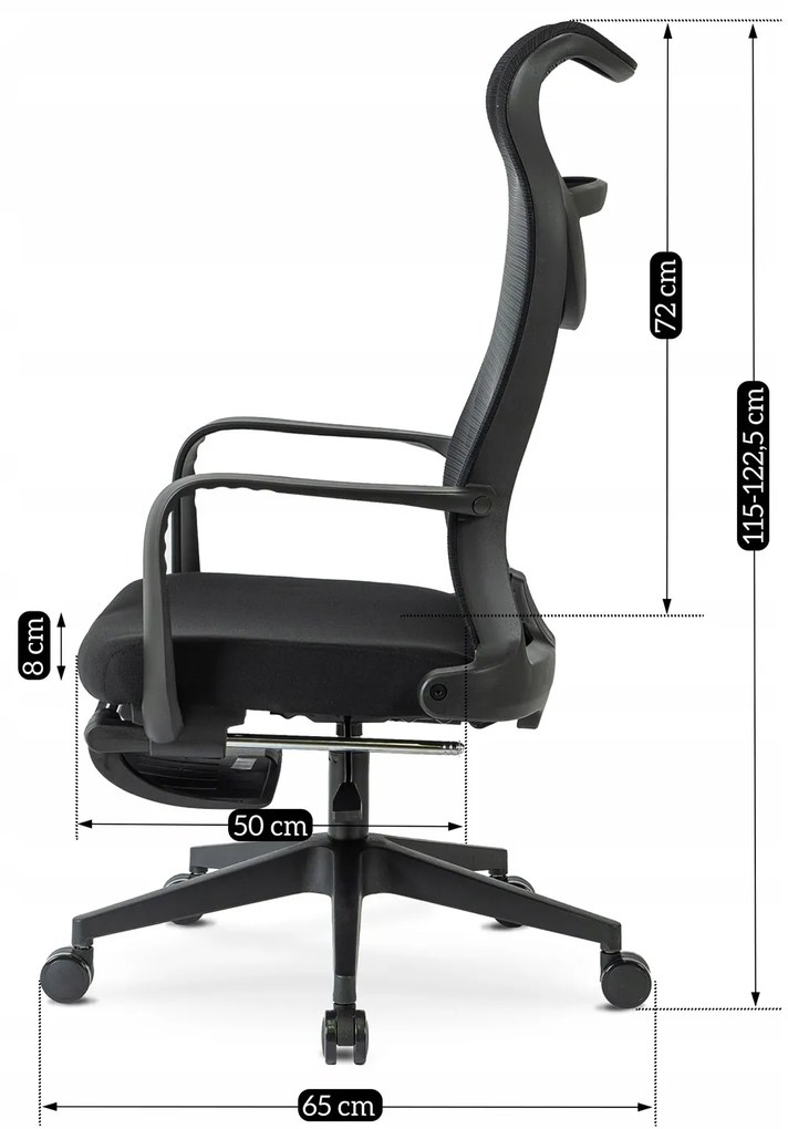 Fotel Biurowy Ergonomiczny Obrotowy z Podnóżkiem ACTON Czarny