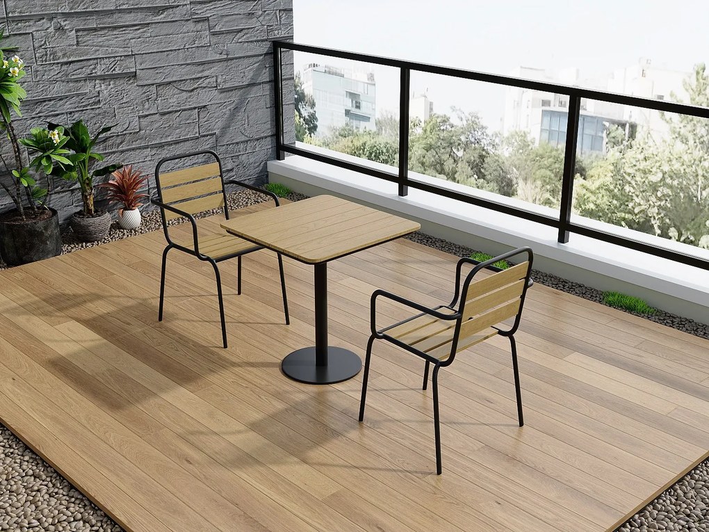 Ogrodowy zestaw jadalniany z polywood i metalu: stół dł. 70 cm i 2 krzesła składane - Czarny - LYLIOS od MYLIA