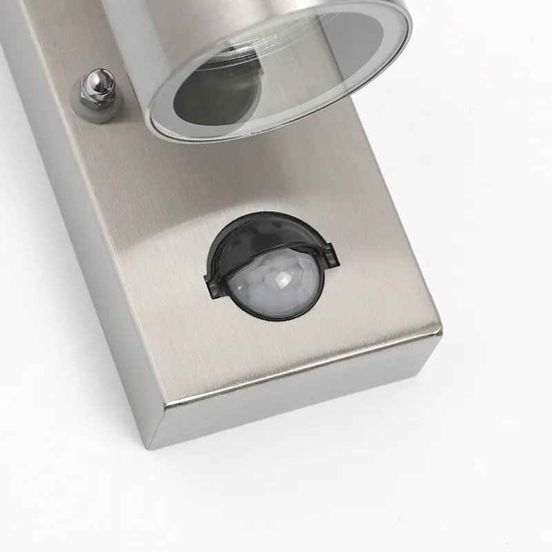 Zewnetrzna Kinkiet / Lampa scienna zewnętrzny stal 2-punktowy IP44 z czujnikiem ruchu - Duo Nowoczesny Oswietlenie zewnetrzne