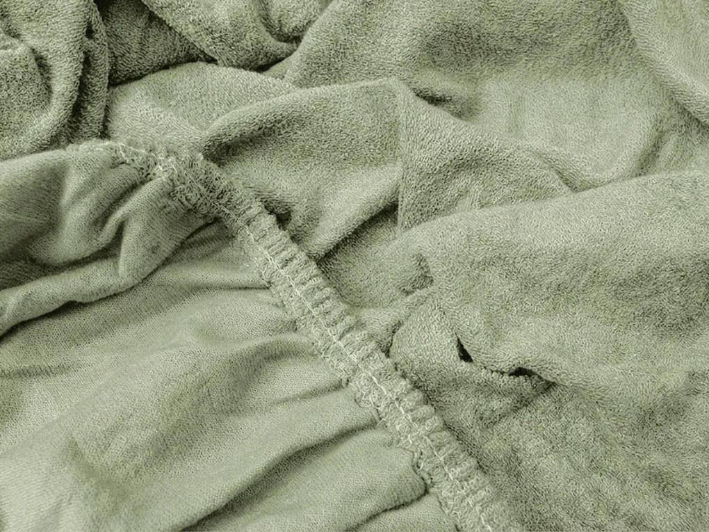 PrzytulneMieszkanie.pl Frotte prześcieradło EXCLUSIVE jasno oliwkowe 180 x 200 cm