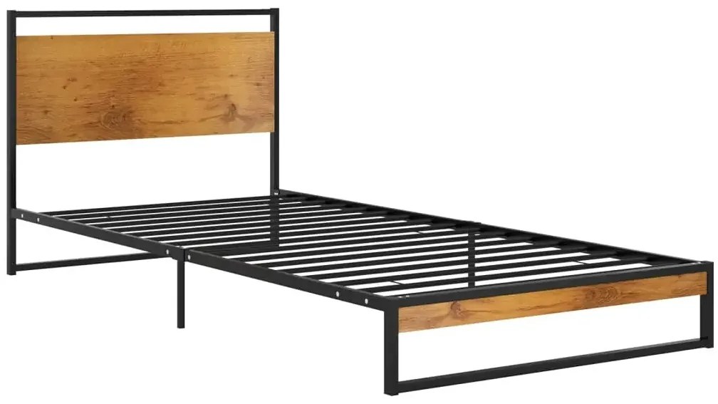Czarne metalowe łóżko pojedyncze 100x200 cm - Zana