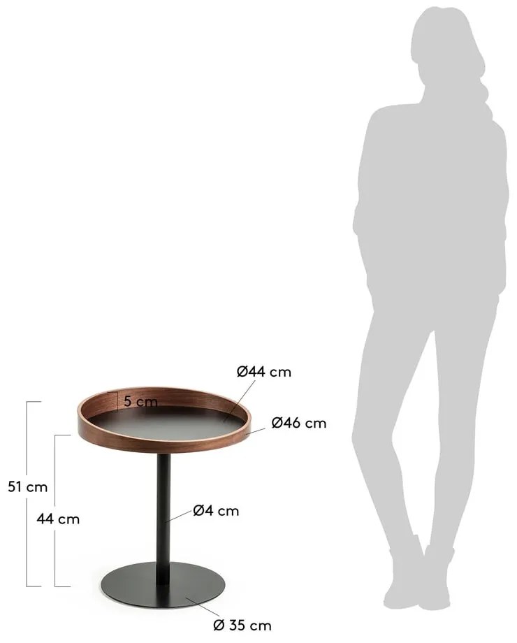 Okrągły stolik z blatem w dekorze orzecha ø 46 cm Kaori – Kave Home