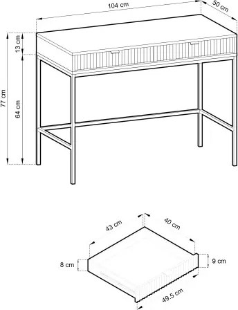 NAYA Toaletka T 104 zielona (LABRADOR) | złoty stelaż
