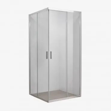 Kwadratowa Kabina Prysznicowa Z Drzwiami Przesuwnymi, Szkłem Hartowanym 6 Mm I Aluminium Brent Transparent & 80 X 80 X 195 Cm & Szczotkowana Szarość -