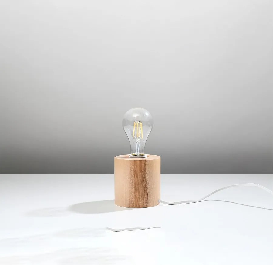 Lampy biurkowe skandynawski Nalvado, drewno - 1 źródło światła 4000K - L.10 x H.10 cm - naturalne drewno