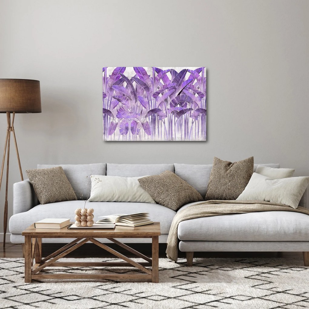 Obraz - Fioletowe liście w gipsie (70x50 cm)