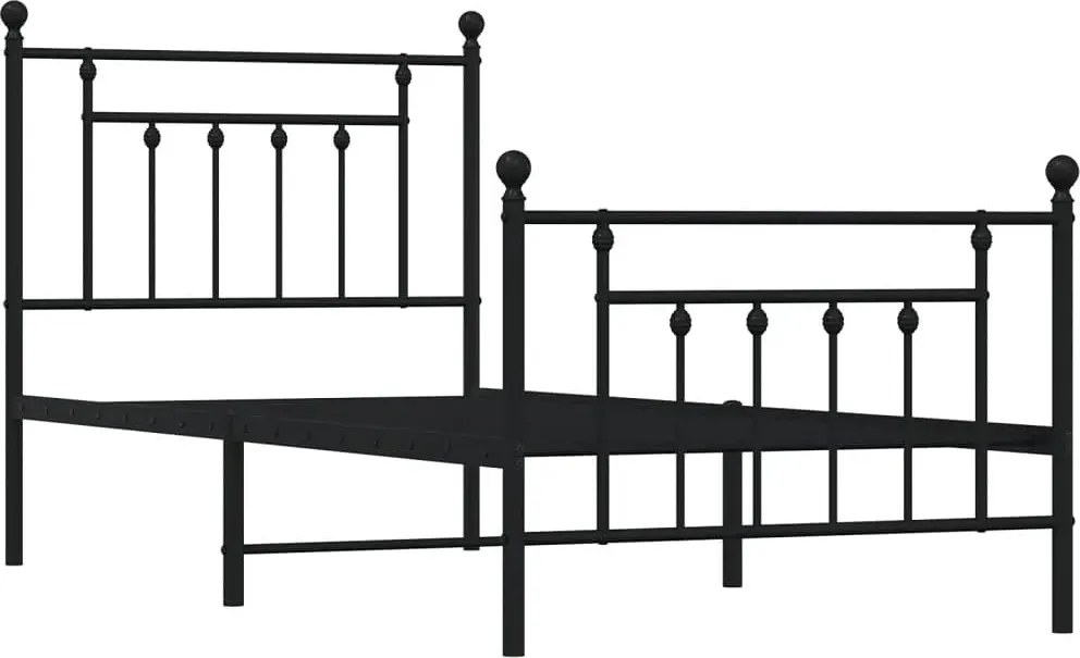 Czarne metalowe łóżko jednoosobowe 100x190cm L5-N79