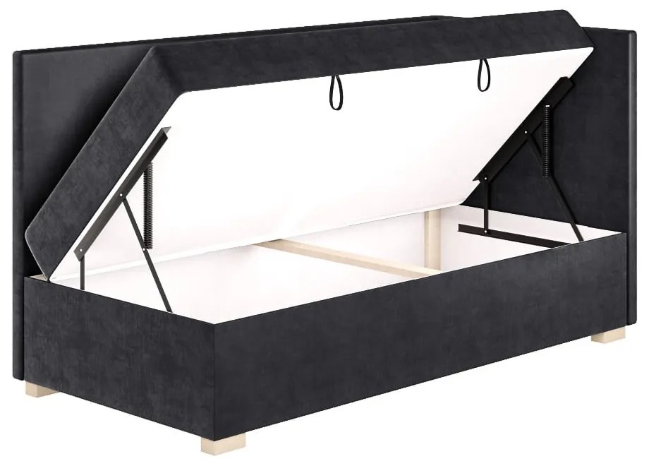 Ciemnoniebieskie narożne łóżko dziecięce ze schowkiem i materacem 90x200 cm Flexi – Ghado
