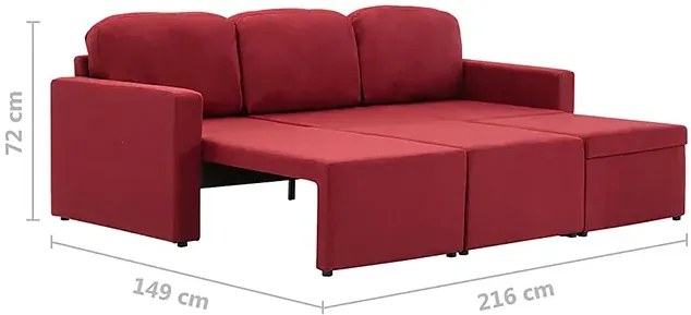 Rozkładana sofa modułowa czerwone wino - Odi 4Q