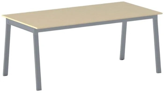 Stół konferencyjny do biura PRIMO BASIC, 160x80 cm, szaro-srebrna podstawa, dąb naturalny