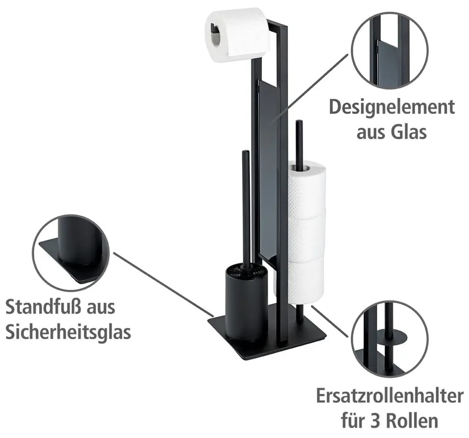Stalowy stojak na papier toaletowy w kolorze matowej czerni Rivalta – Wenko