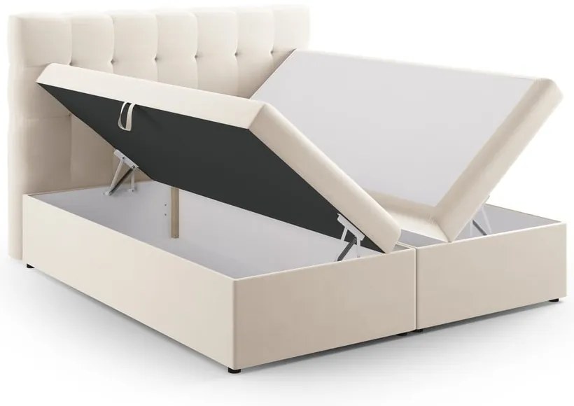 Beżowe łóżko boxspring ze schowkiem 180x200 cm Bali – Cosmopolitan Design