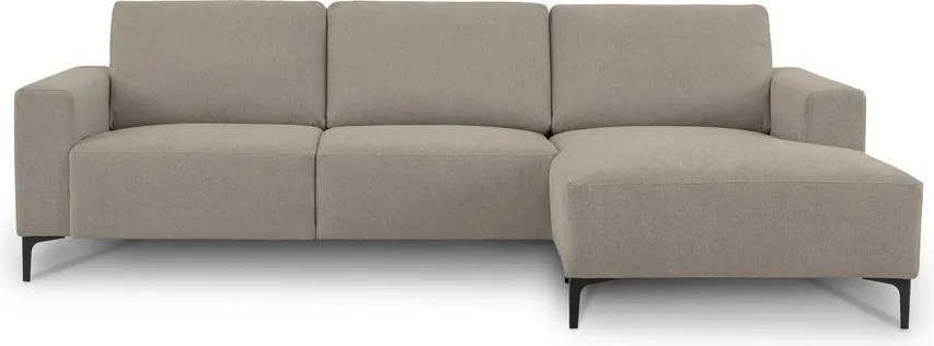 Jasnobrązowy narożnik z tkaniny szenilowej (prawostronny/z szezlongiem) Fabian – Scandic