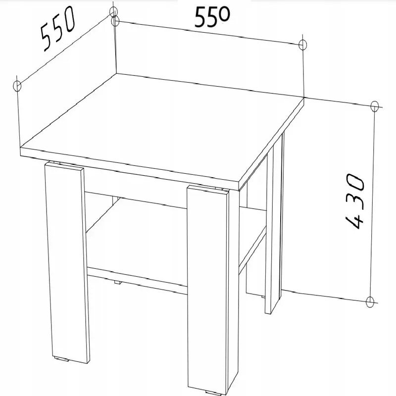 Biały kwadratowy stolik kawowy z półką H4-P29