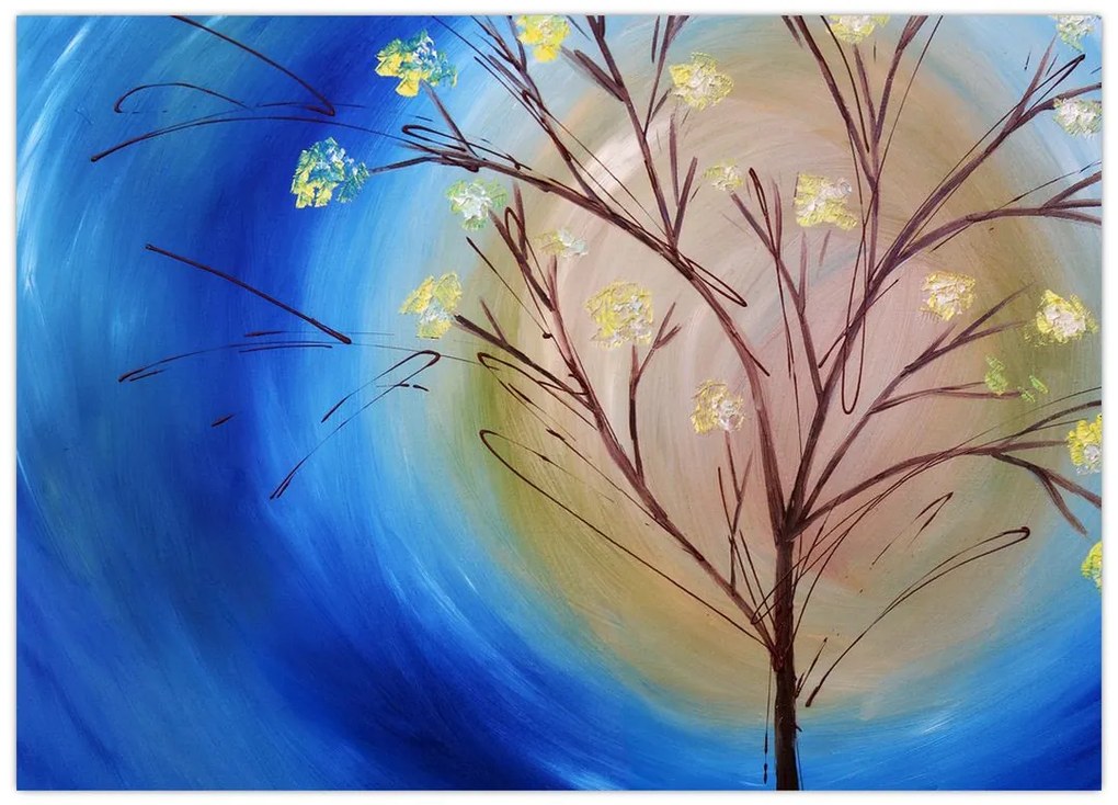 Obraz na szkle - Drzewo zakrywające słońce (70x50 cm)