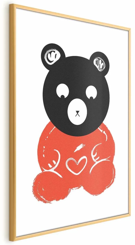 Plakat Zamyślony miś 60x90 cm z ramą złotą z marginesem ARTGEIST B